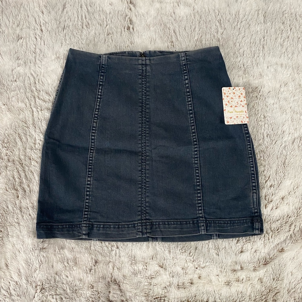 Free People Dark Denim Mini Skirt
